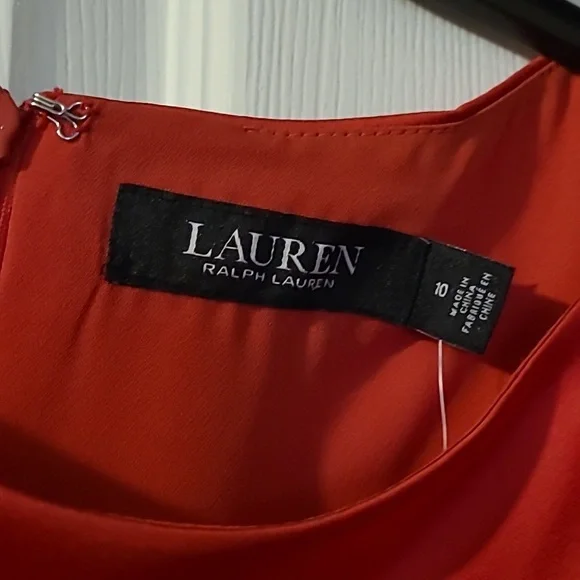 NWT Lauren Ralph Lauren Red Sheath Dress with Flutter Sleeves for Cocktail - Picture 3 of 9